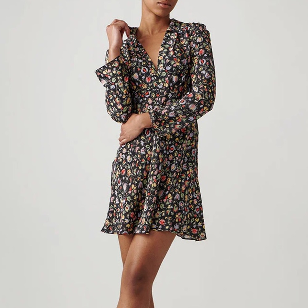 Rixo Renata Long-Sleeve Print Mini Dress